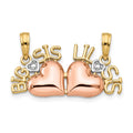 14k Two-tone with White Rhodium BIG SIS-LIL SIS 2-Piece Break-apart Pendant, 14 x 23 mm