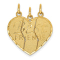 14k 3-piece Break-apart BEST FRIENDS Charm, 23 x 20 mm