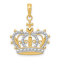 14K and White Rhodium Crown Pendant, 27 x 21.23 mm