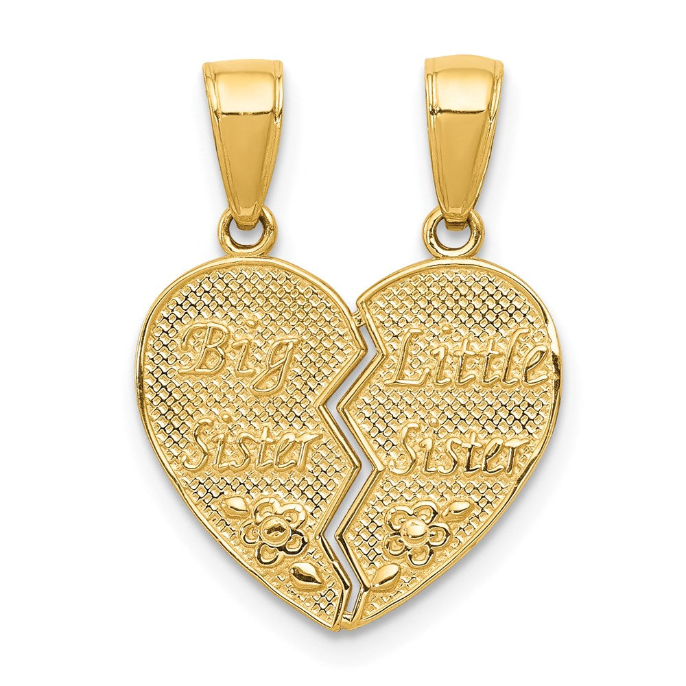 14k BIG SISTER-LITTLE SISTER 2-Piece Break-apart Charm, 20 x 15 mm