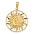 14k Diamond-cut Sun with Moon and Stars Charm, 31 x 22 mm