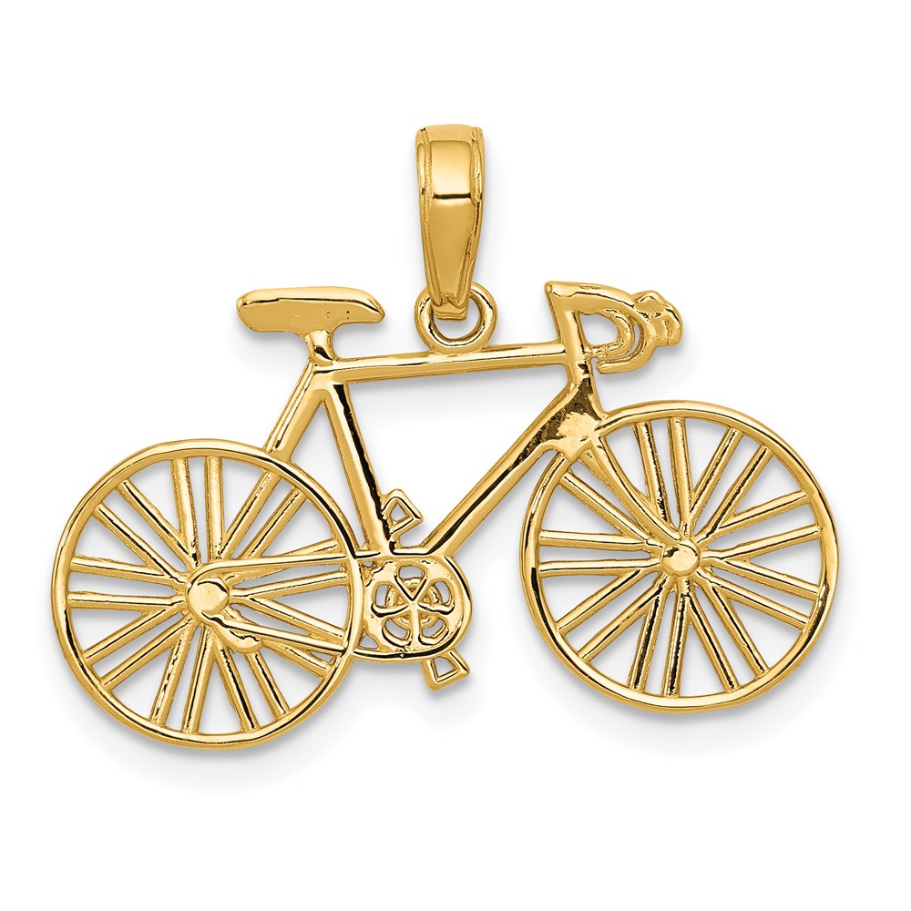 14k Polished Bicycle Charm, 18.5 x 26 mm