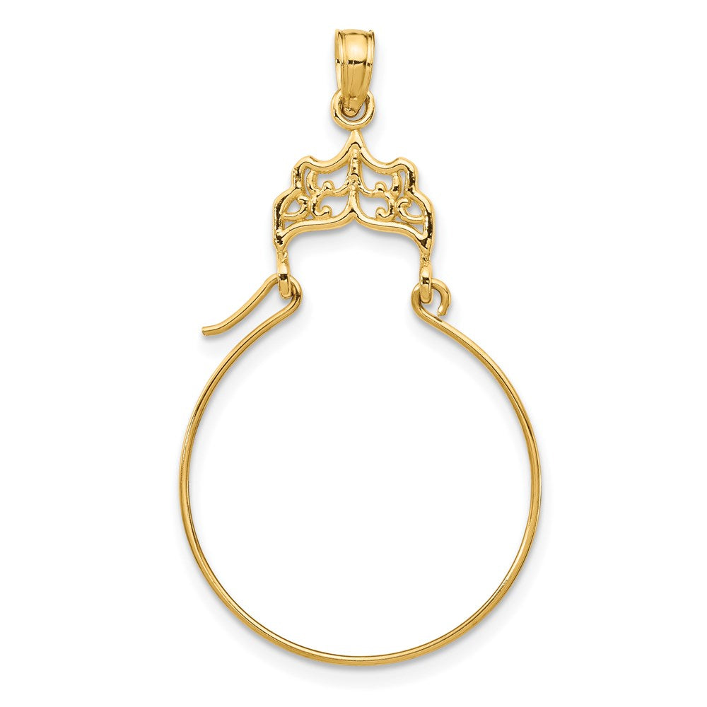 14k Filigree Charm Holder Pendant, 30 x 22 mm