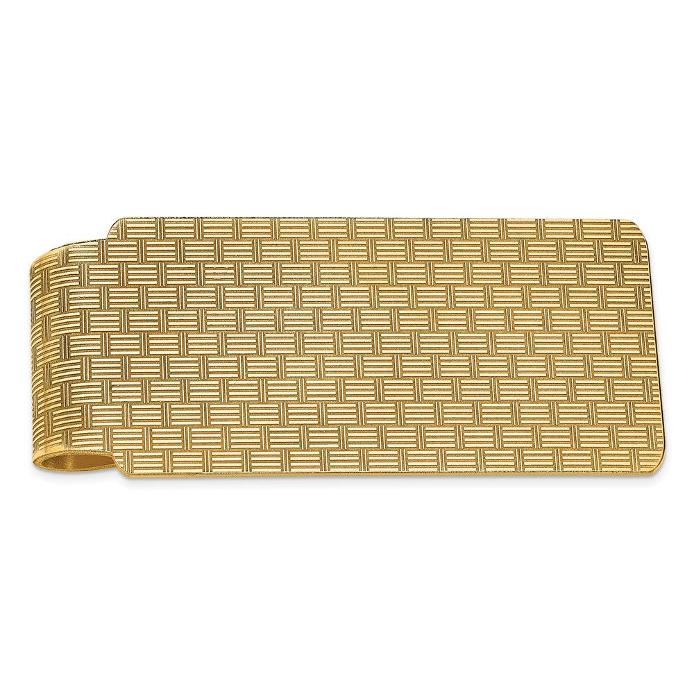 14k Mens Textured Basketweave Polished Money Clip