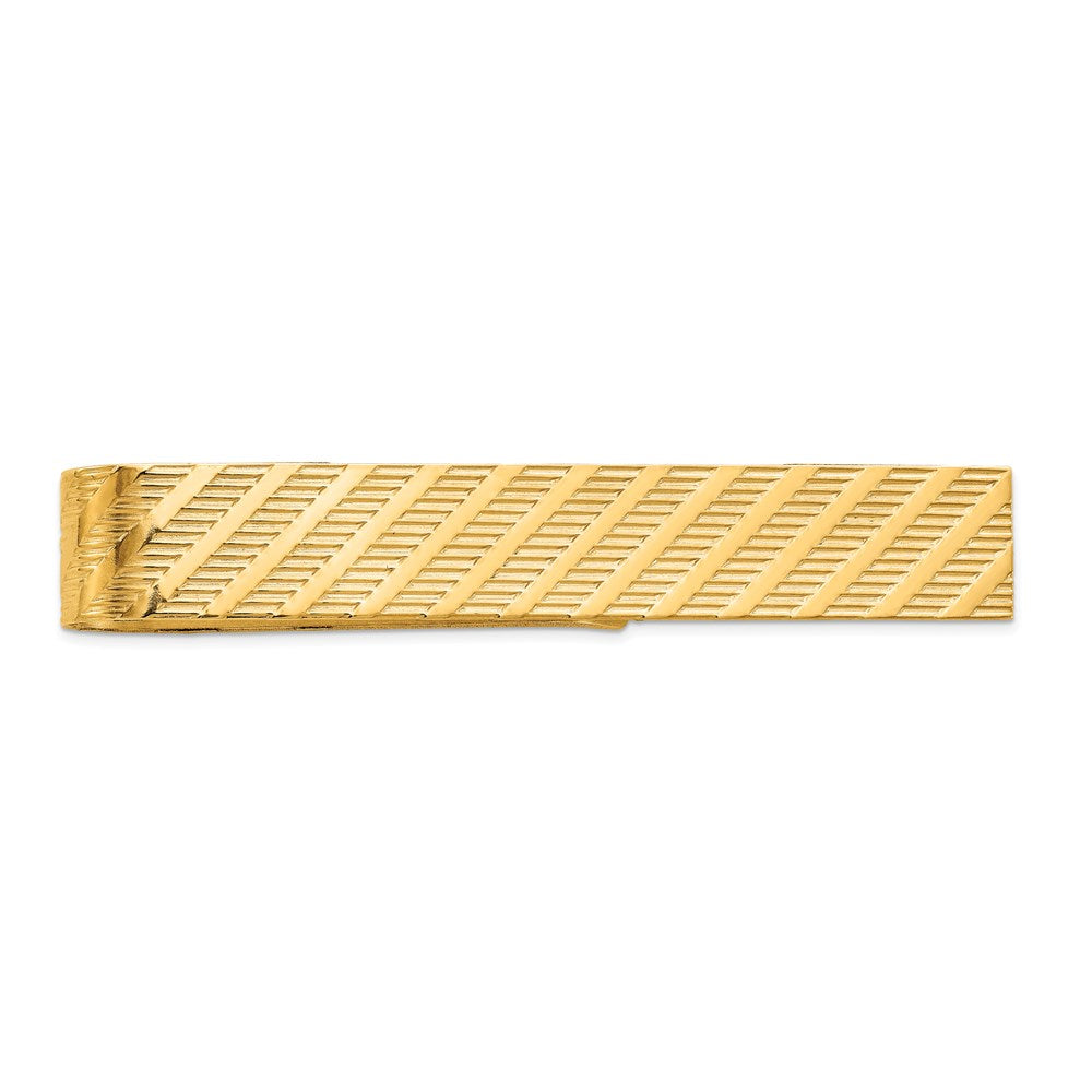 14k Mens Textured Tie Bar