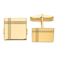 14k Mens Square with Line Design Cuff Links