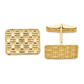 14k Mens Basketweave Textured Cuff Links