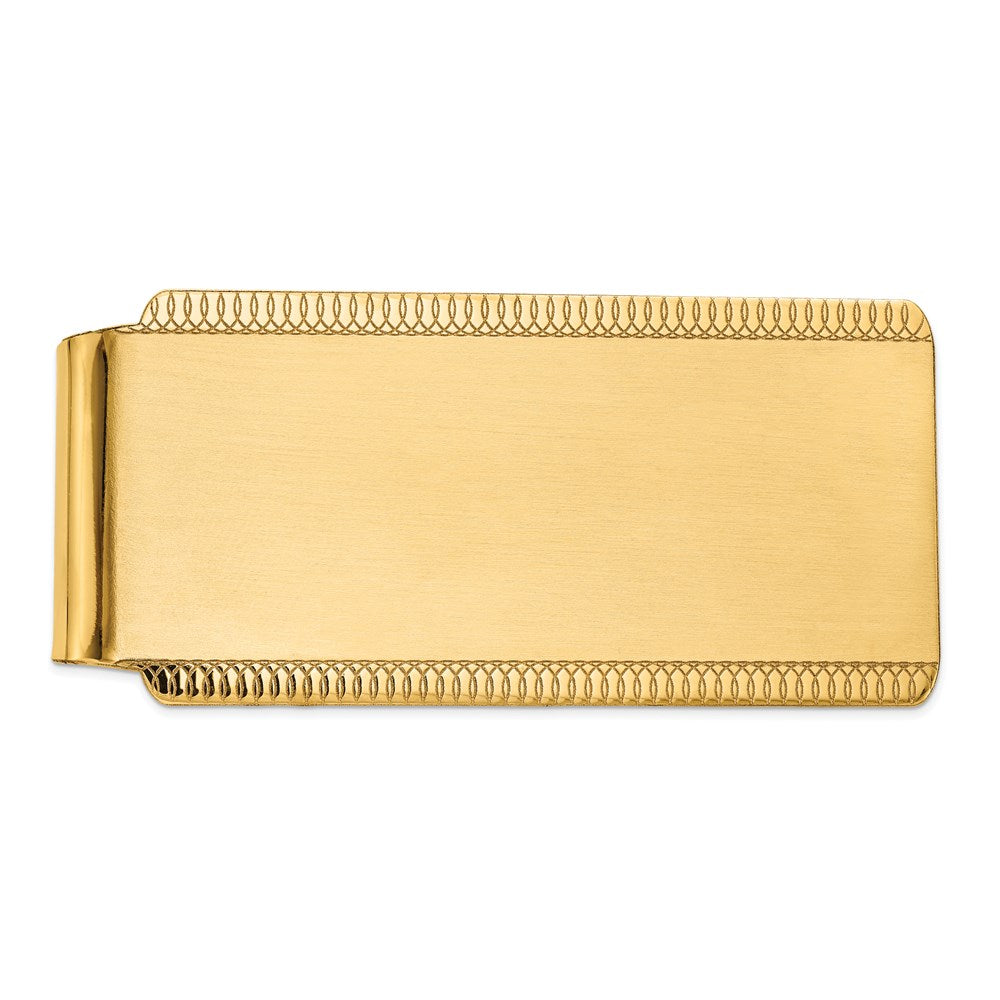 14k Mens Engravable Sandblast Edge Money Clip