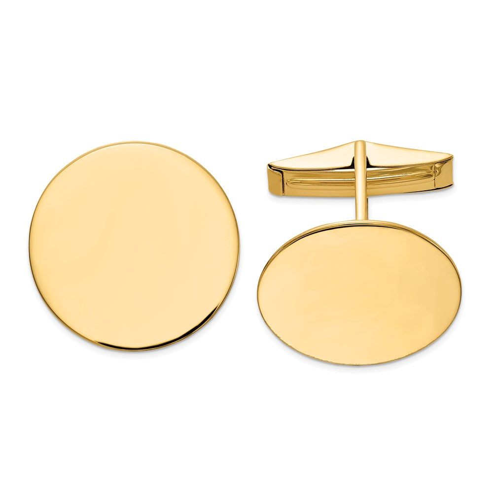 14K Mens Circular Polished Cuff Links