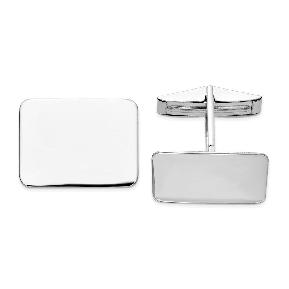 14K White Gold Mens Rectangular Cuff Links