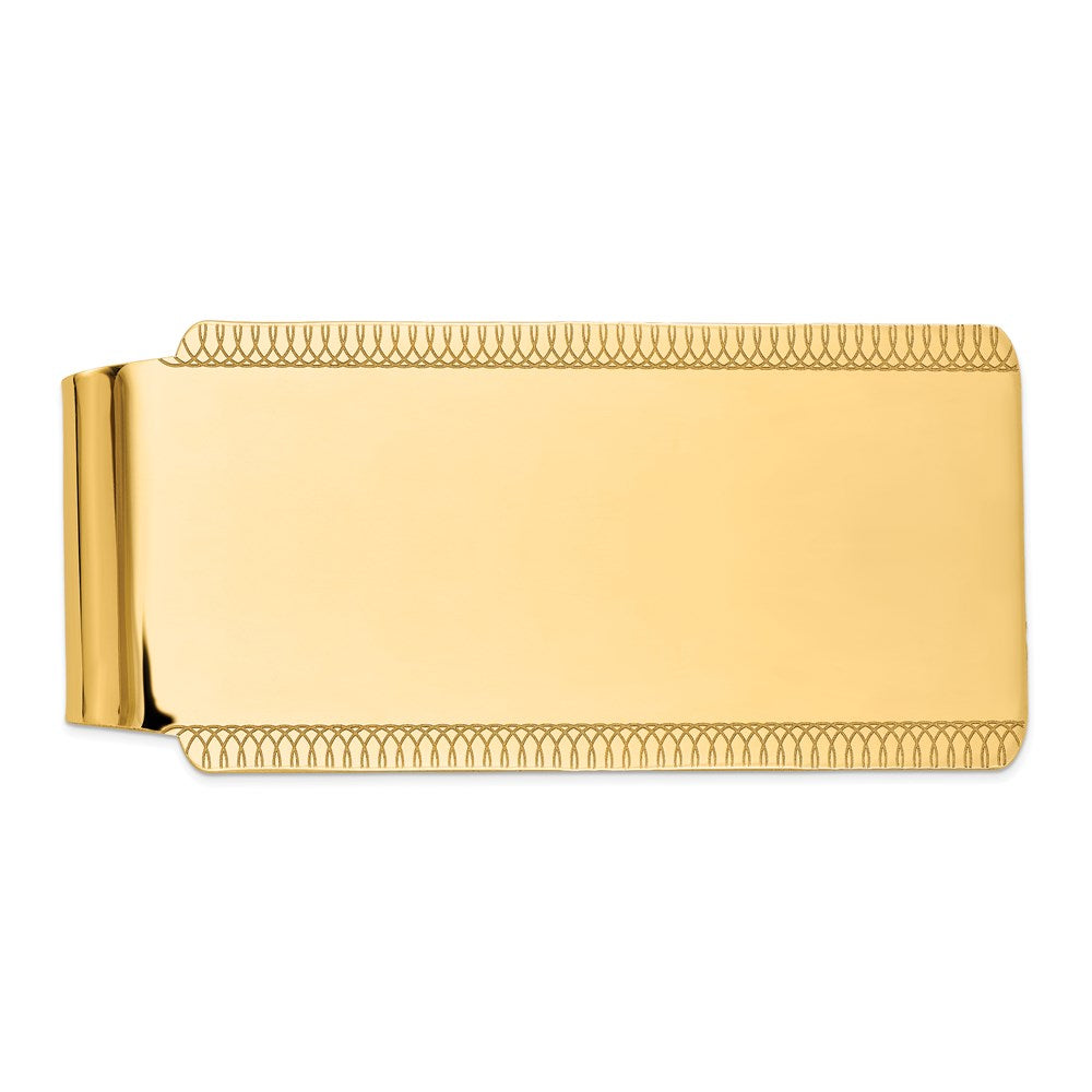 14k Mens High Polish Textured Design Money Clip
