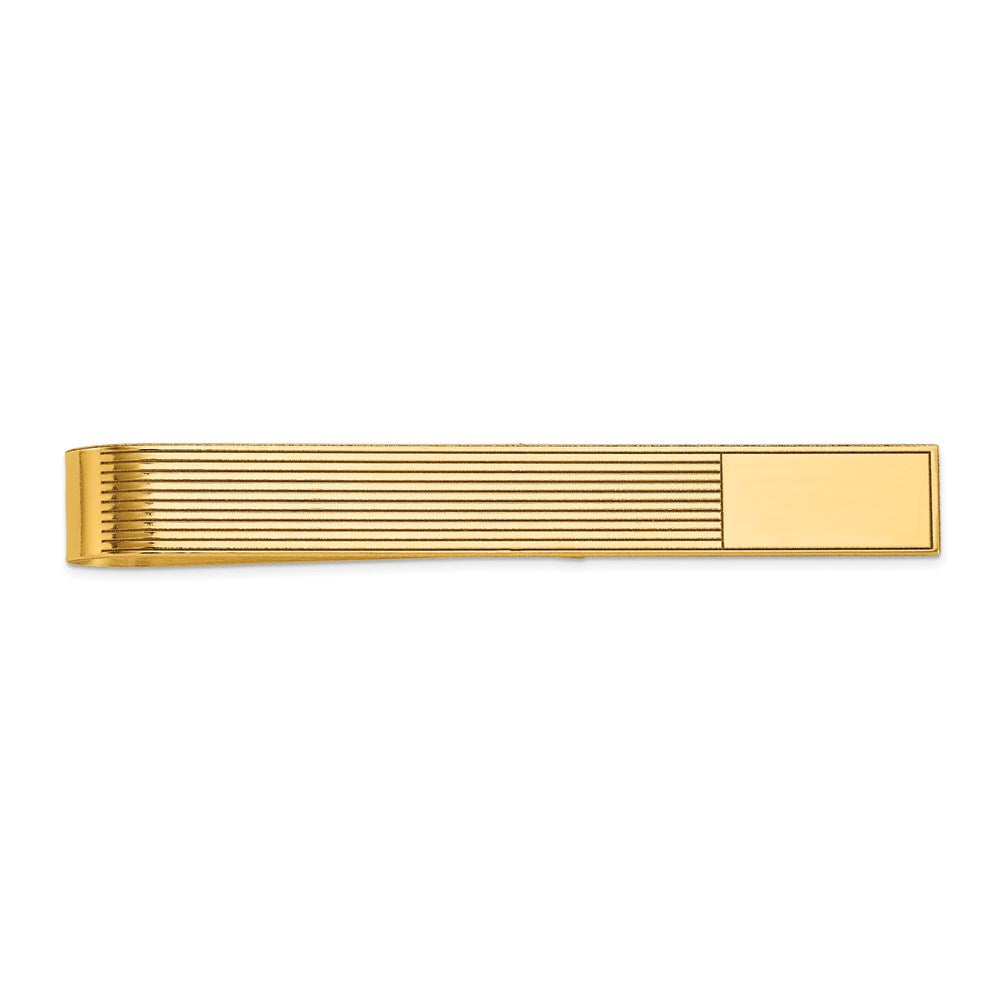 14k Mens Grooved Engravable Tie Bar