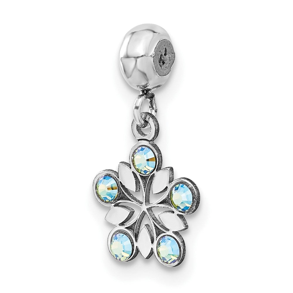 Sterling Silver Rhodium-plated MeMi Flower with Crystal Charm, 0.54 g - ID5S9ME175-SS8L7