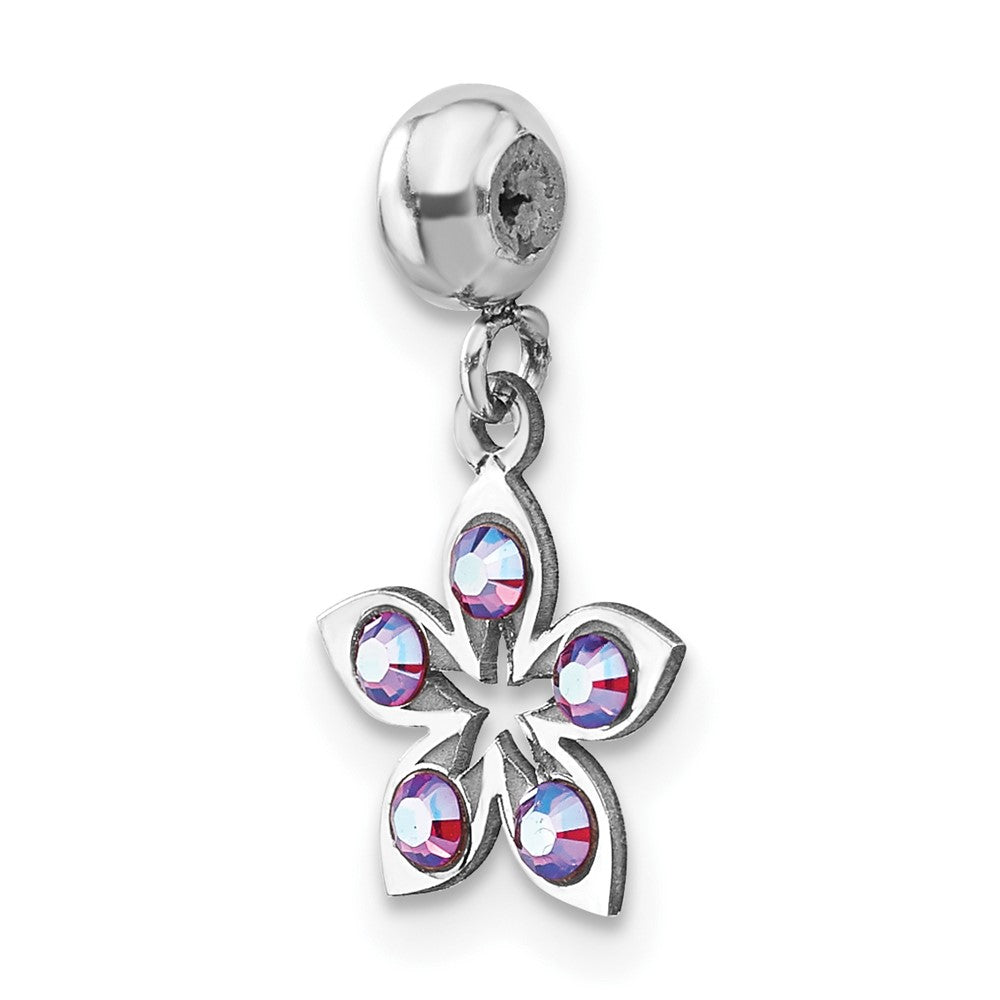 Sterling Silver Rhodium-plated MeMi Flower with Crystal Charm, 0.54 g - ID5S9ME181-SS8L7