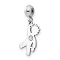 Sterling Silver Rhodium-plated MeMi Crystal Boy Charm
