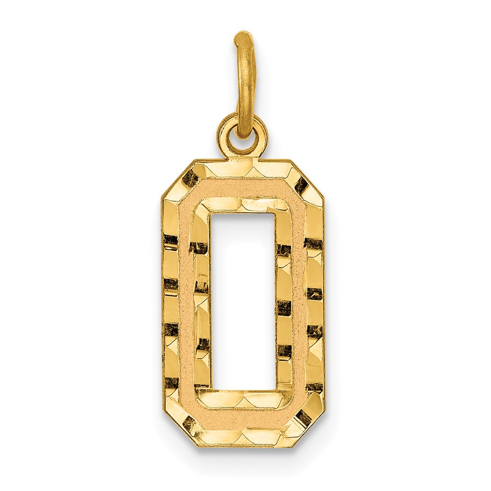 14k Medium Diamond-cut Number 0 Charm, 17.42 x 9.73 mm