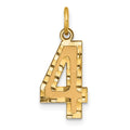 14k Medium Diamond-cut Number 4 Charm, 18 x 10.13 mm