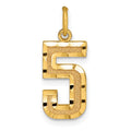14k Medium Diamond-cut Number 5 Charm, 17.46 x 9.67 mm