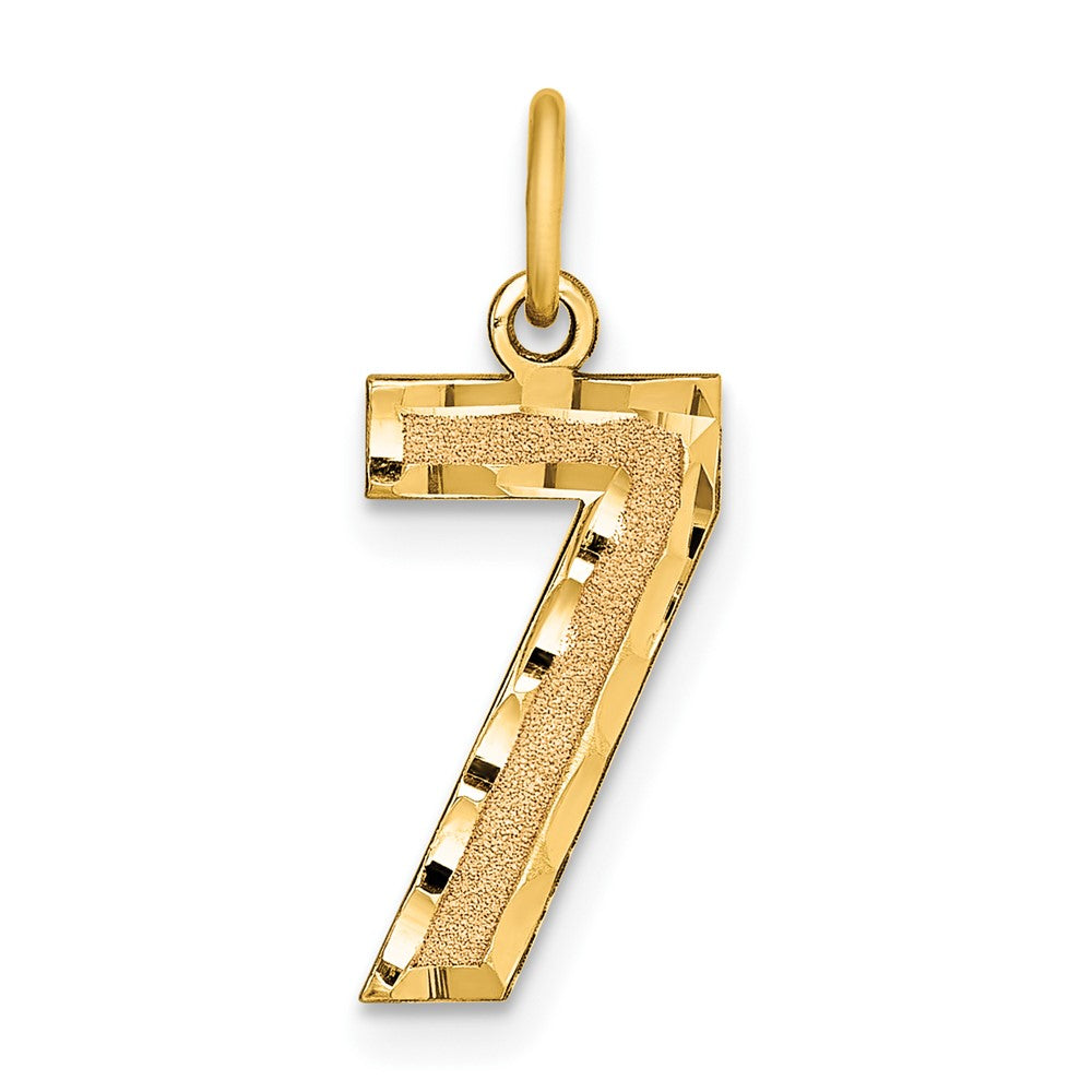 14k Medium Diamond-cut Number 7 Charm, 17.81 x 9.78 mm