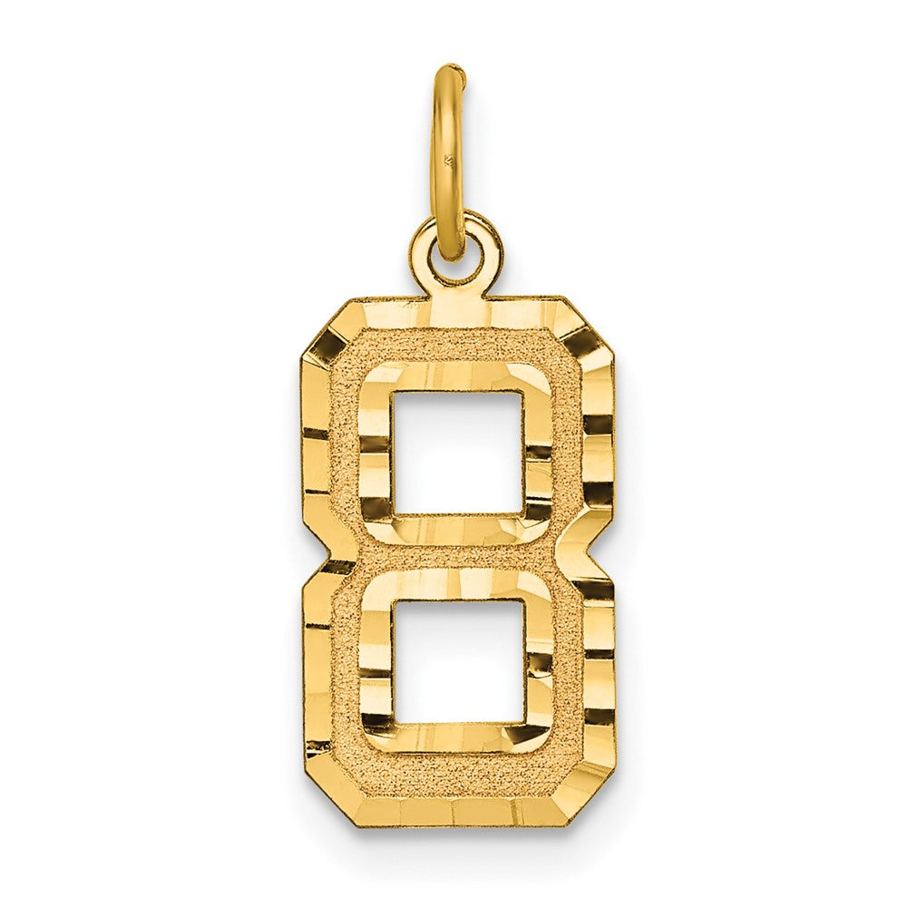 14k Medium Diamond-cut Number 8 Charm, 17.99 x 9.78 mm