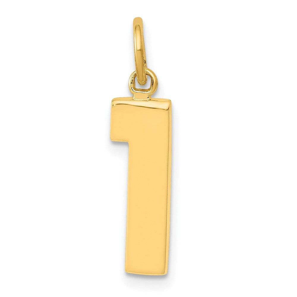 14k Medium Polished Number 1 Charm, 17.9 x 5.75 mm