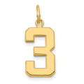 14k Medium Polished Number 3 Charm, 17.37 x 9.19 mm