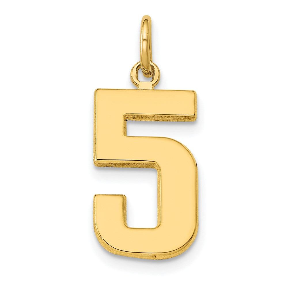 14k Medium Polished Number 5 Charm, 17.72 x 9.64 mm