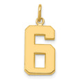 14k Medium Polished Number 6 Charm, 17.75 x 9.64 mm