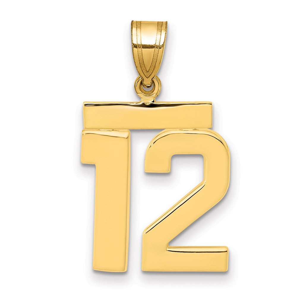 14k Medium Polished Number 12 Charm, 1.94 g