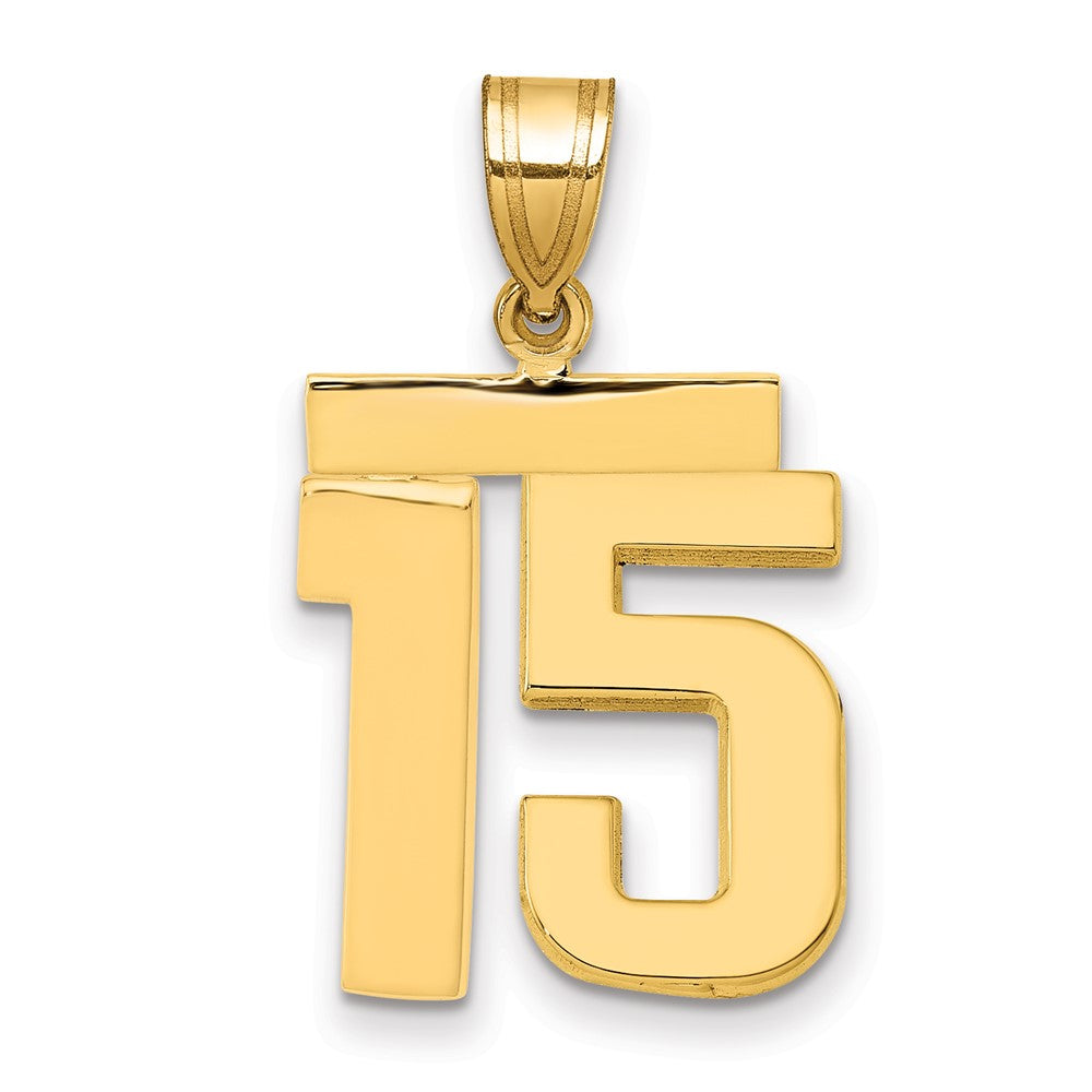14k Medium Polished Number 15 Charm, 2.09 g