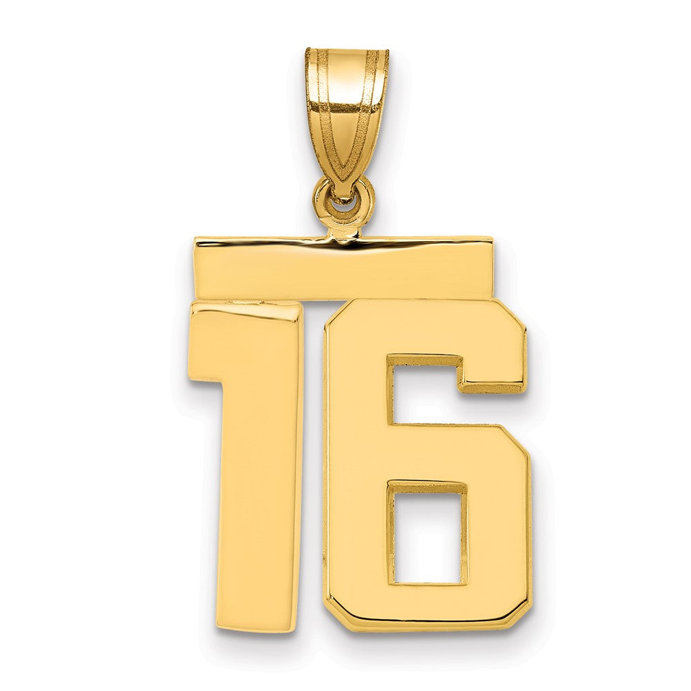 14k Medium Polished Number 16 Charm, 2.21 g