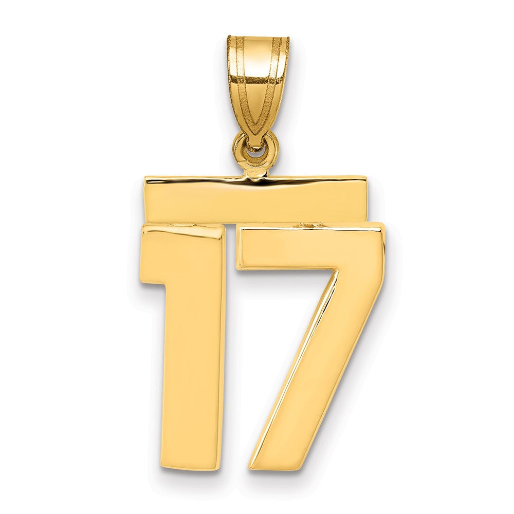 14k Medium Polished Number 17 Charm, 1.86 g