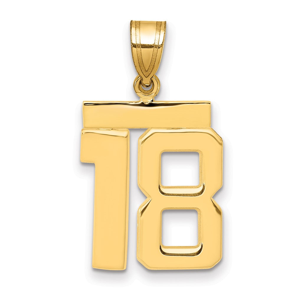 14k Medium Polished Number 18 Charm, 2.19 g