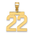 14k Medium Polished Number 22 Charm, 2.1 g