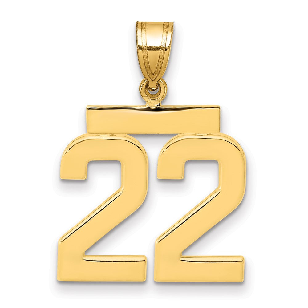 14k Medium Polished Number 22 Charm, 2.1 g