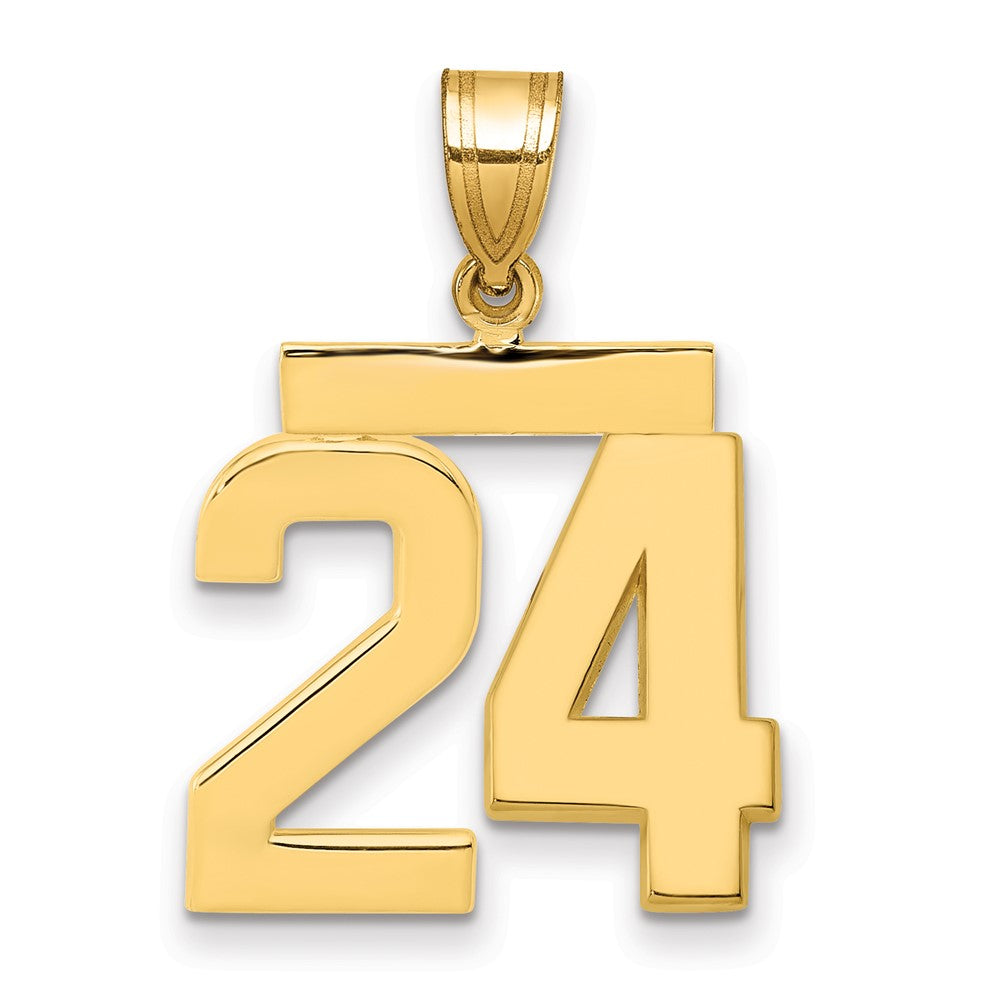 14k Medium Polished Number 24 Charm, 2.18 g