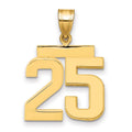 14k Medium Polished Number 25 Charm, 2.25 g