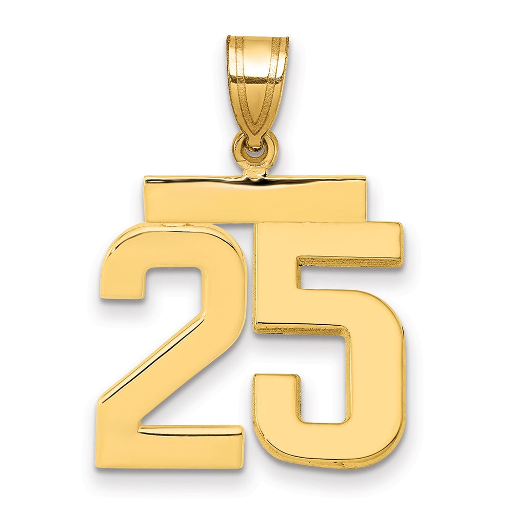 14k Medium Polished Number 25 Charm, 2.25 g