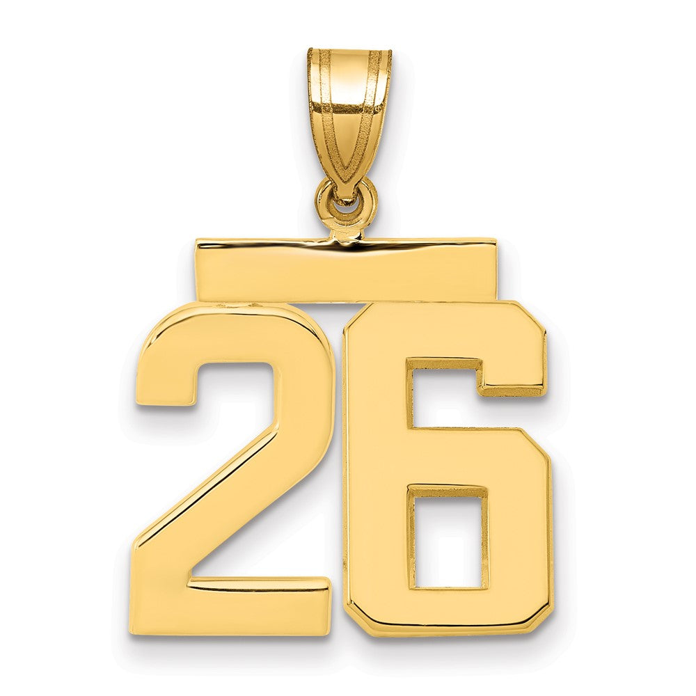 14k Medium Polished Number 26 Charm, 2.38 g
