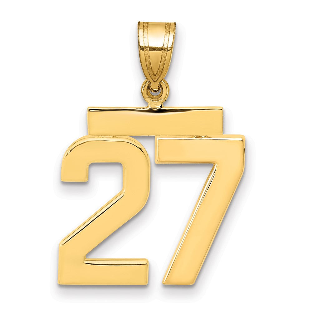14k Medium Polished Number 27 Charm, 2.02 g