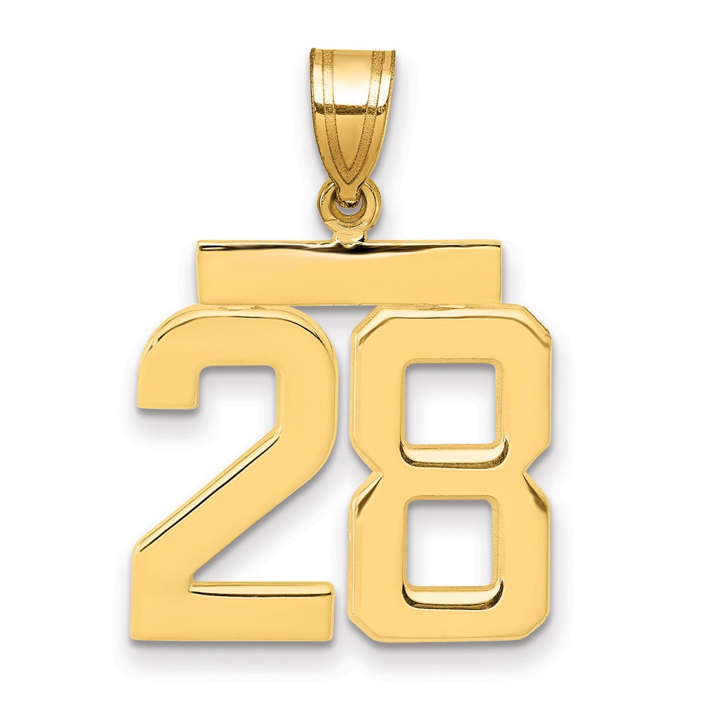 14k Medium Polished Number 28 Charm, 2.36 g