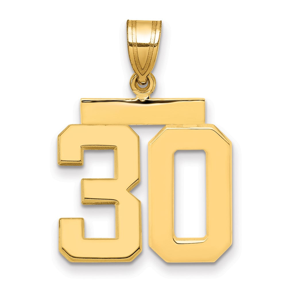 14k Medium Polished Number 30 Charm, 2.31 g