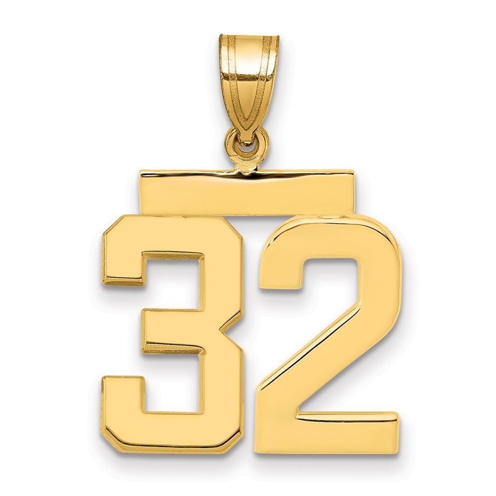 14k Medium Polished Number 32 Charm, 2.19 g