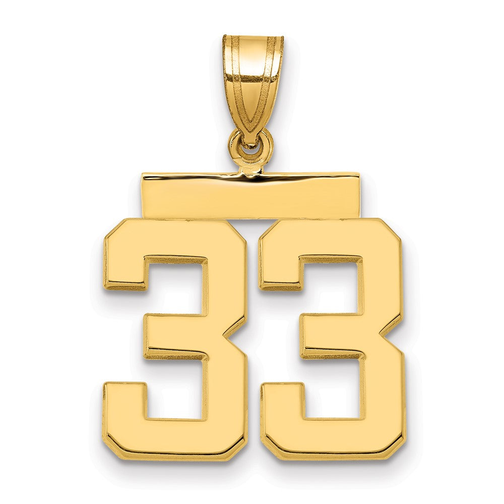 14k Medium Polished Number 33 Charm, 2.28 g