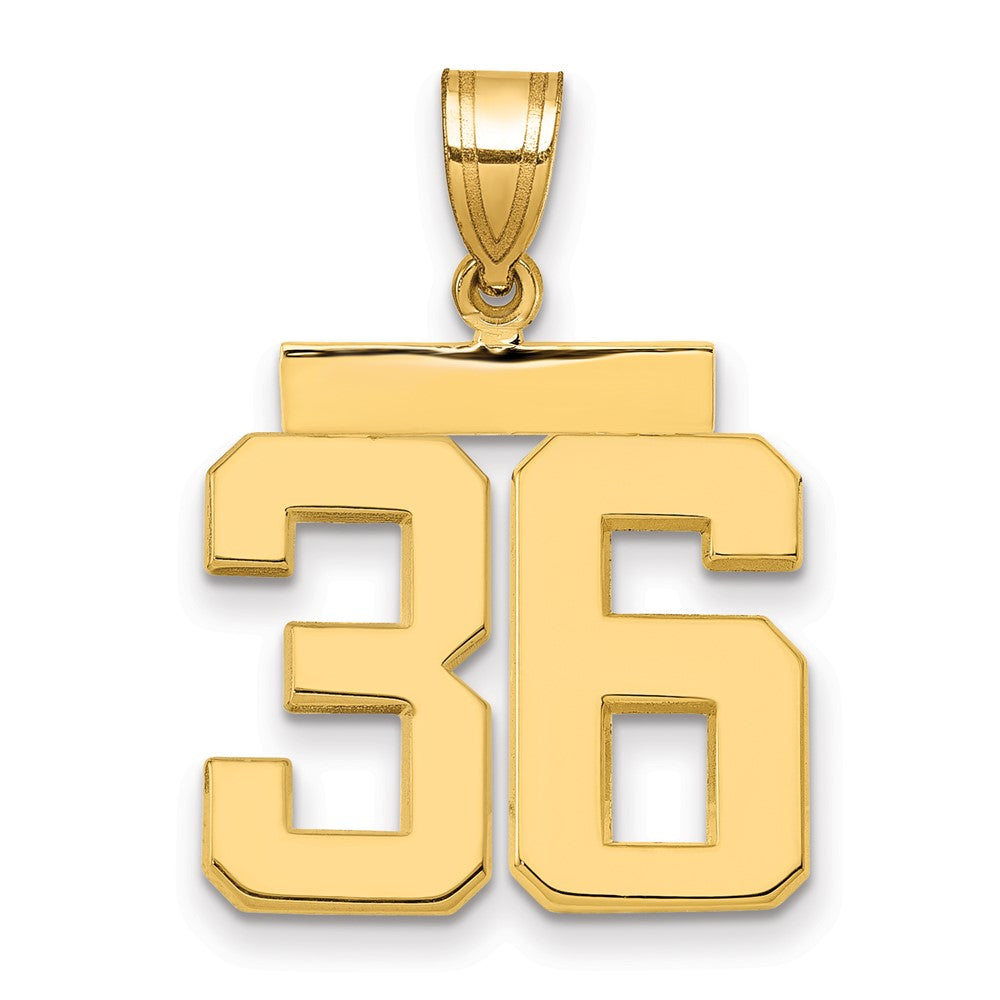 14k Medium Polished Number 36 Charm, 2.47 g