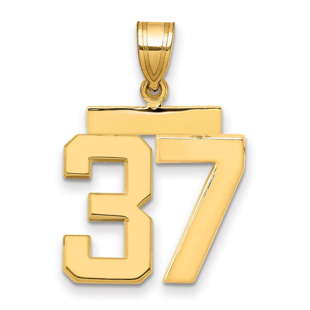14k Medium Polished Number 37 Charm, 2.11 g
