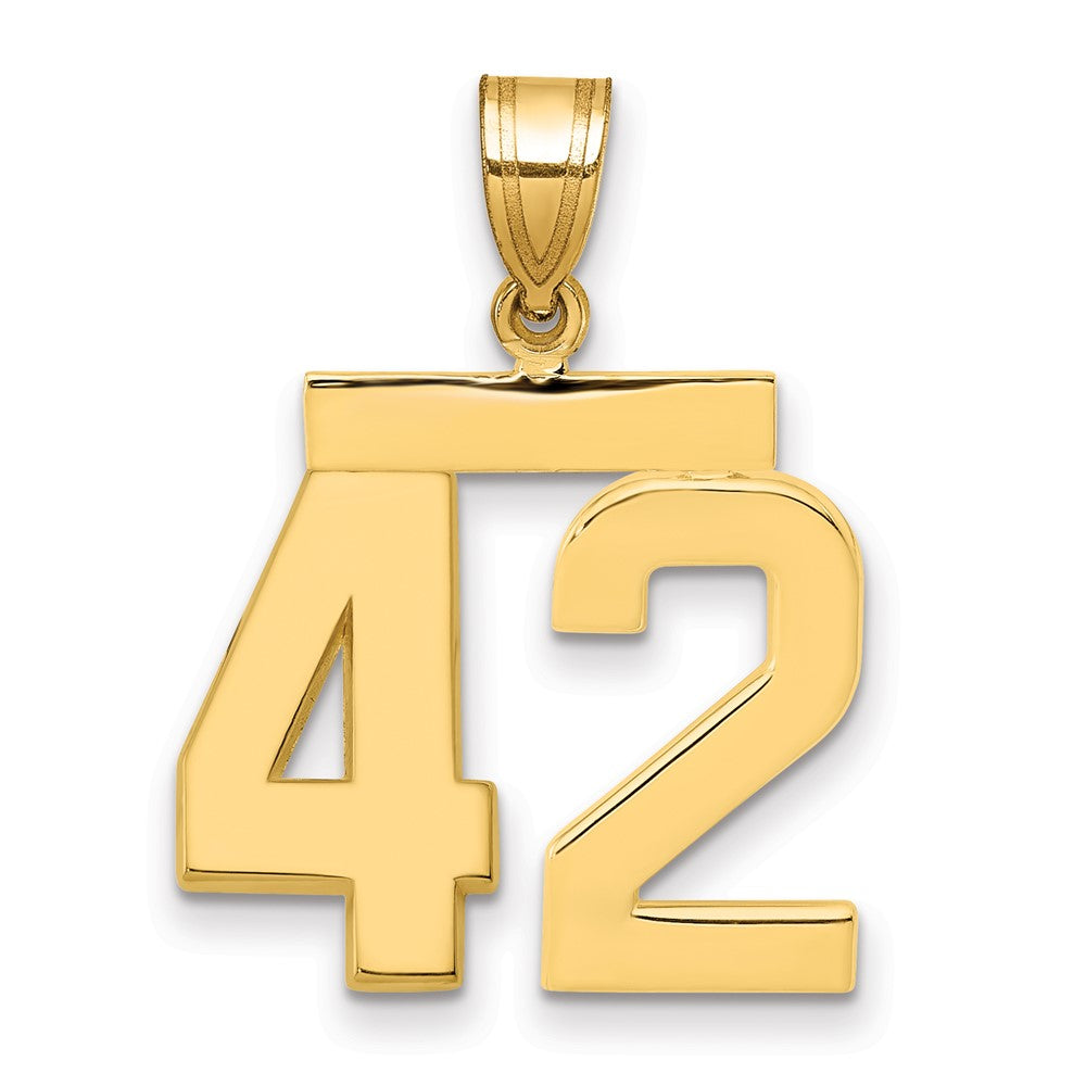 14k Medium Polished Number 42 Charm, 2.18 g