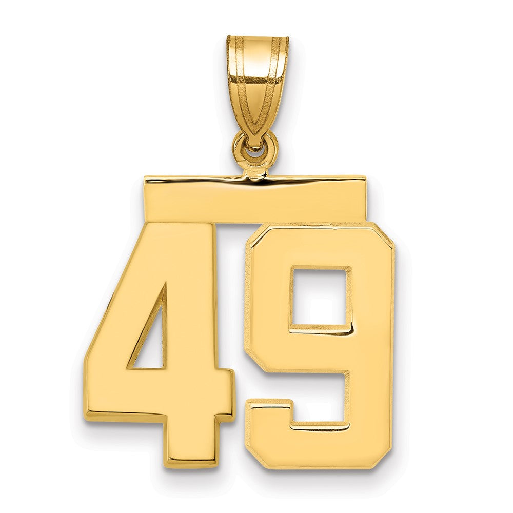 14k Medium Polished Number 49 Charm, 2.45 g