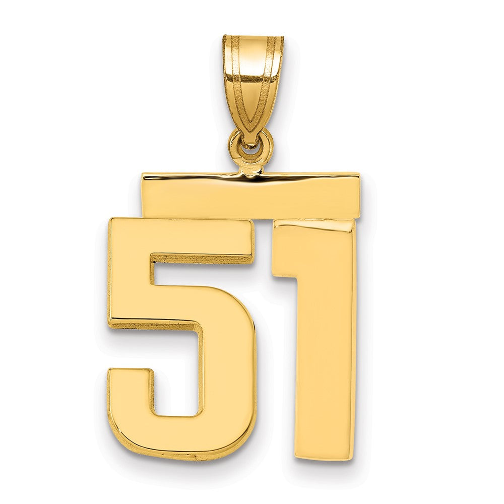 14k Medium Polished Number 51 Charm, 2.09 g