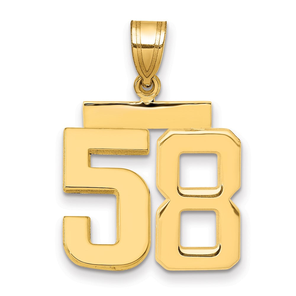 14k Medium Polished Number 58 Charm, 2.5 g